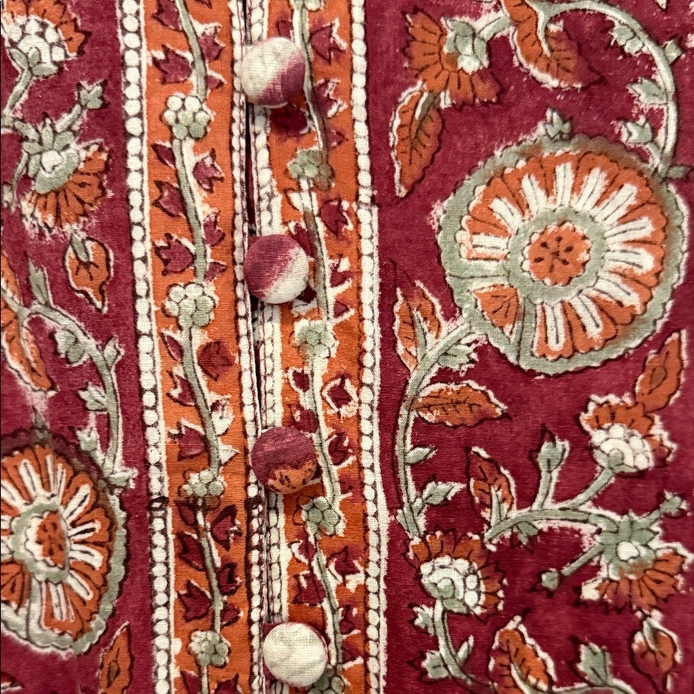 Bohemian Fox & Hen Boutique Burgundy Floral Long Sleeve Dress XL - Picture 4 of 11